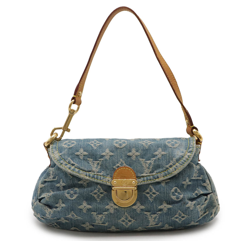 LOUIS VUITTON Monogram Denim Pleaty Handbag Blue